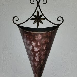 Rustic Copper-Tone Metal Wall Sconce Cone